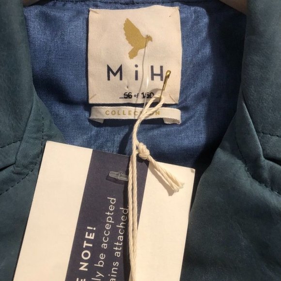 MiH Leather Moto Jacket Teal Size Small Womens Blue Green Zipper Pocket Punk - Picture 3 of 5